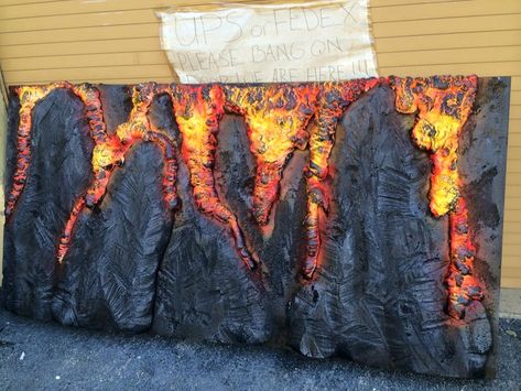 Foam Volcano Stage Backdrop - Hot Wire Foam Factory Volcano Model, Neon Spray Paint, Foam Factory, Spray Paint Cans, Foam Panels, Ice Ball, Stage Backdrop, Lava Flow, Spray Foam