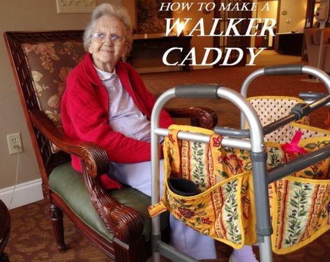 Walker Caddy Diy, Quilted Walker Caddy Pattern, Wheel Chair Bags Pattern Free, Walker Caddy Pattern Free, Diy Walker Caddy, Walker Bag Tutorial, Walker Basket, Walker Caddy, Walker Bags