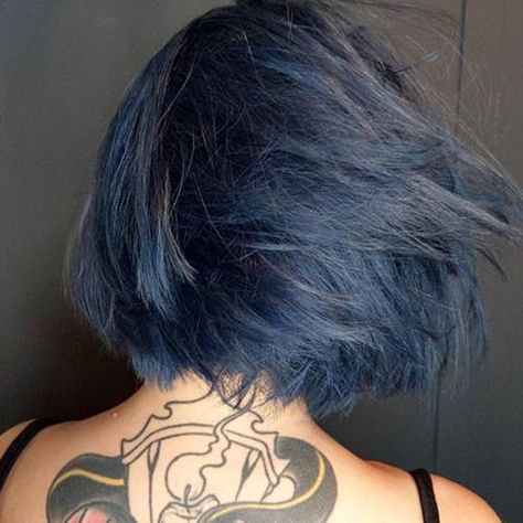 Blue Jean Hair, Denim Blue Hair Color, Denim Hair Color, Blue Denim Hair, Denim Blue Hair, Midnight Blue Hair, Lilac Hair Color, Hair Lookbook, High And Tight Haircut