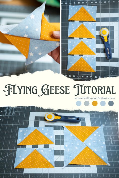 3 different pictures of flying geese units Flying Geese 4 At A Time, Flying Geese Pillow Pattern, 4 At A Time Flying Geese Chart, Flying Geese Size Chart, Quilting Flying Geese, Flying Geese Tutorial, Sew Quilt, Flying Geese Quilt, Basic Quilt