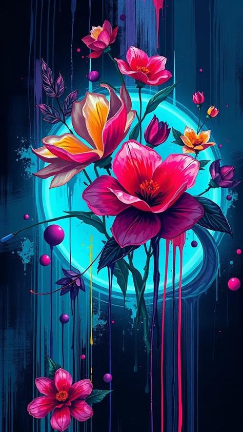 Cyberpunk Inspiration, Neon Flowers, Art Flowers, Cyberpunk, Flower Art, Neon, Wallpapers, Flowers, Quick Saves