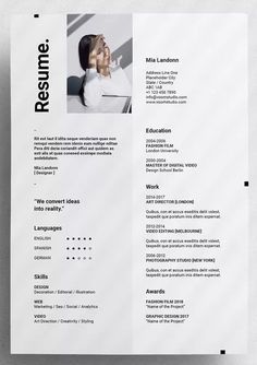 Voom Resume Template InDesign INDD - A4 and US Letter Size. Download Portfolio Resume Design, Profolio Art, Creative Cv Ideas, Profolio Design, Resume Design Inspiration, Indesign Resume Template, Cv Website, Curriculum Template, Cv Design Professional