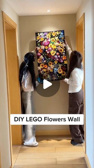 DIY LEGO flower wall With Me #lego #legoset #legoflowers #legomoc #legoart #legotoys #legoinstag... Lego Flower Wall Display, How To Display Lego Flowers, Lego Flower Display Ideas, Lego Plant Display, Lego Succulent Display, Lego Flowers Display, Lego Flower Wall, Lego Flowers Diy, Lego Display Ideas Adult