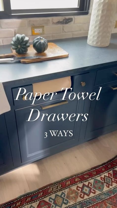 Sarah Robertson on Instagram: “I guess if I were to award MVP status to anything in my lineup it would be the paper towel drawer. It’s hard for me to believe but I sorta…” Kitchen Paper Towel Drawer, Paper Towel Holder Drawer, Paper Towel In Drawer, Paper Towel Drawer Kitchen Storage, Paper Towel Cabinet Drawer, Paper Towel Storage Kitchen, Paper Towel Drawer Kitchen, Built In Paper Towel Holder, Paper Towel Storage Ideas