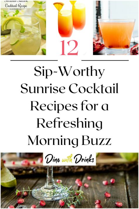 Collage of 4 sunrise cocktails. Morning Drinks Alcohol, Morning Cocktails, Breakfast Beverages, Sunrise Drink, Tailgate Drinks, Morning Cocktail, Sunrise Cocktail, Healthy Hydration, Morning Drinks