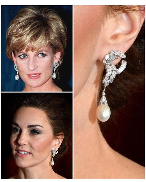 Duchess of Cambridge at #bafta2019 wearing #alexandermcqueen dress with #jimmychoo shoes and Diana’s diamond/pearl drop earrings 💎. . .… Katie Middleton, Catholic Modesty, Princess Diana Jewelry, Large Pearl Earrings, Kate And Meghan, Diana Fashion, Boutique Chic, Kate Middleton Style, Duchess Catherine