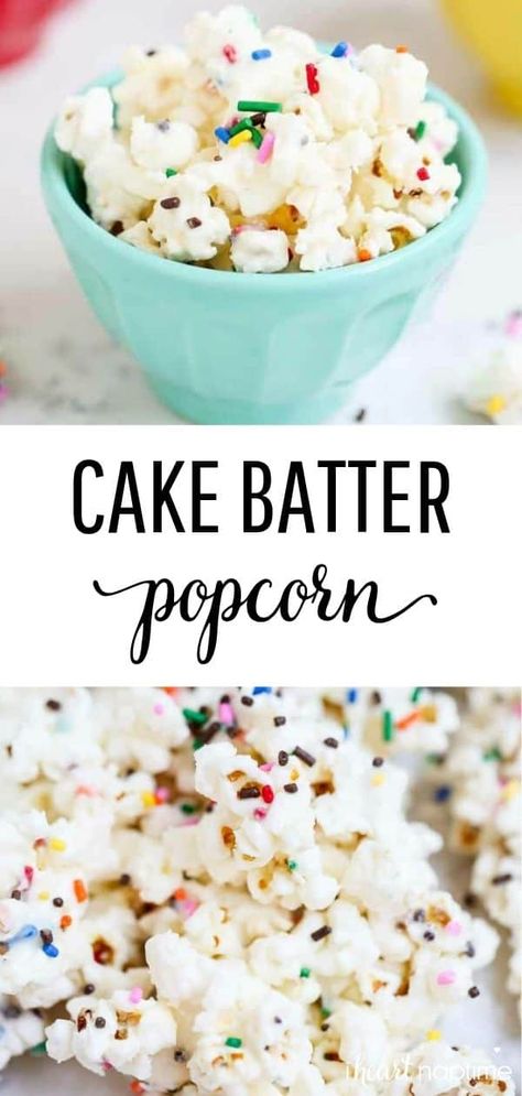 Funfetti Treats, Cake Batter Popcorn, Popcorn Ideas, Cake Funfetti, Birthday Cake Popcorn, Popcorn Recipes Easy, Popcorn Cake, Sweet Popcorn, Funfetti Cake Mix