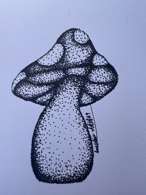 Mushroom Gcse Art, Dotted Art Drawing, Dot Drawing Simple Easy, Mushroom Dot Art, Dot Drawing Simple, Dot Drawing Sketches, Dot Drawing Ideas, Pointilism Art Ideas, Dot Art Tattoo