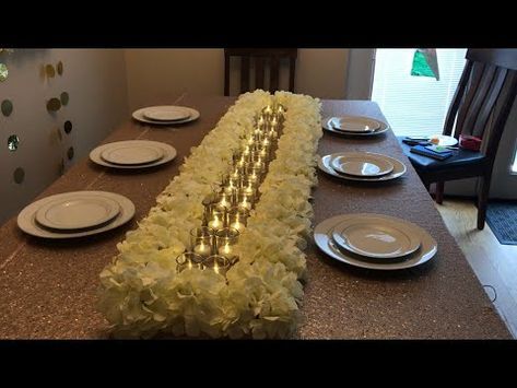 DIY - long wedding table decor | floral runner centerpiece| DIY dollar tree| easy wedding decor | - YouTube Easy Floral Centerpieces Diy, Diy Flower Table Runner, Diy Floral Runner, Diy Table Centrepiece, Centerpieces For Long Tables, Floral Table Runners Wedding, Diy Centrepiece, Pakistani Decor, Easy Table Runner