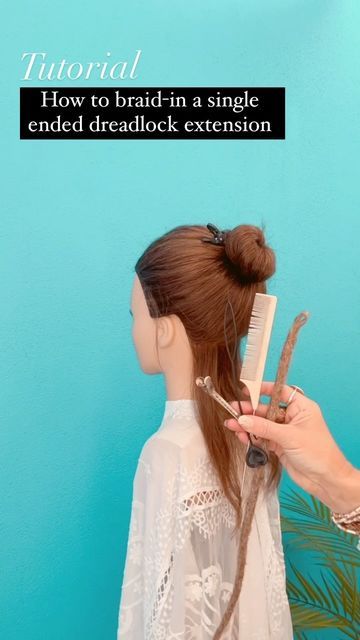 Dreadlock Artist 🌟 Marjolein on Instagram: "Tutorial time ✨ How to braid-in a single ended dreadlock extension using a easy braiding technique. ** Dreadlock Extensions and Dread install tool available in the webshop via ✨Link in Bio ✨ *** #howto #tutorial #dreadlocktutorial #hairtutorial #easydiy #diyhair #tutorialtime #singleendeddreads #tutorialtime #howtohair #howtobraid #braiding" How To Install Single Ended Dreads, Single Ended Dreads Install, Single Dreadlock In Hair, Dreadlock Extensions Diy, Single Dreadlock, Dreadlock Extension, Dreads Diy, Dread Extensions, Diy Braids