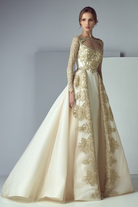 Saiid Kobeisy, Special Occasion Gowns, Gold Wedding Dress, Prom Girl Dresses, Fairytale Fashion, Fantasy Gowns, Fantasy Dress, Prom Dresses Long With Sleeves, Wedding Fashion