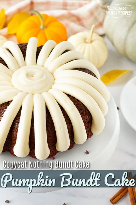 Pumpkin Bundt Cake With Box Cake, Nothing Bundt Cakes Recipe Copycat, Copycat Nothing Bundt Cake, Bundt Cake Pumpkin, Pumpkin Loaves, Bunt Cake Recipe, Fall Sweets, Autumn Foods, Chocolate Chip Bundt Cake