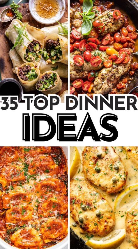 Eat well with these 35 healthy dinner recipes for tonight. Easy, wholesome meals perfect for any night of the week. Dinners For Week, Delicious Simple Dinners, Yummy Fast Dinners, Guests For Dinner Meals, Great Meals Main Dishes, New Different Dinner Ideas, Dinner Ideas For 4 People, Dinner Recipes Restaurants, Dinner For Company Main Dishes