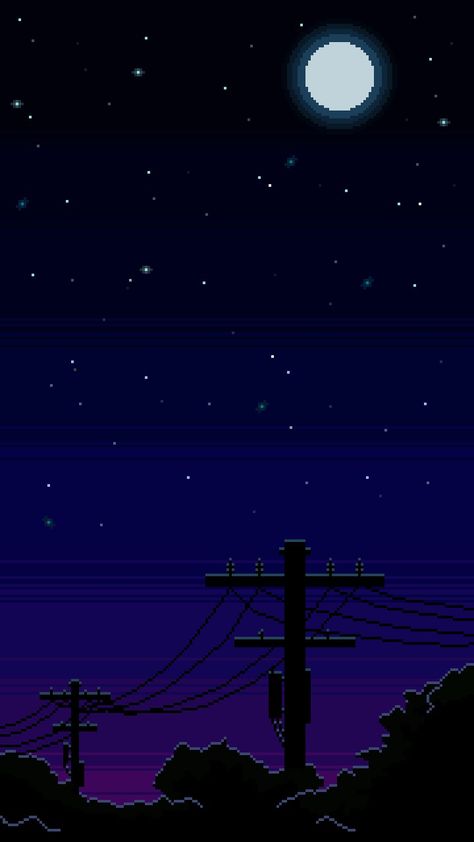 cielo nocturno Pixel Chill, Moon Pixel Art, Pixel Art Landscape, Japanese Wallpaper Iphone, City Artwork, 8 Bit Art, Sky Anime, Pixel Art Background, 8bit Art