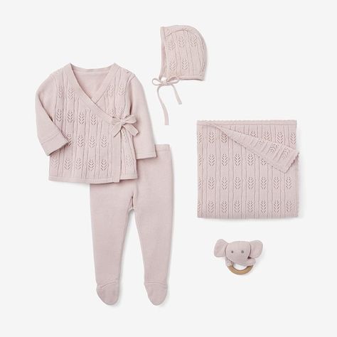 Kimono Wrap Top, Baby Layette Set, Luxury Baby Gifts, Newborn Coming Home Outfit, Knit Baby Dress, Pink Newborn, Baby Layette, Layette Set