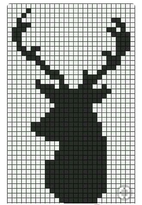 Hannibal Cross Stitch, Hannibal Pixel Art, Black And White Pixel Art Grid, Deer Heads, Rose Cross Stitch Pattern, Graph Paper Drawings, Pixel Crochet, Pixel Art Grid, Mini Cross Stitch