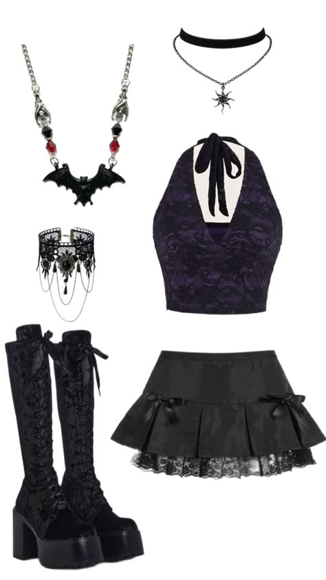 Lacey Gothic Outfit Outfits 2000s Style, Night Core, Gothic Outfit, Goth Outfit Ideas, Rock Star Outfit, Outfits 2000s, Streetwear Fashion Women, Gothic Outfits, Goth Outfits