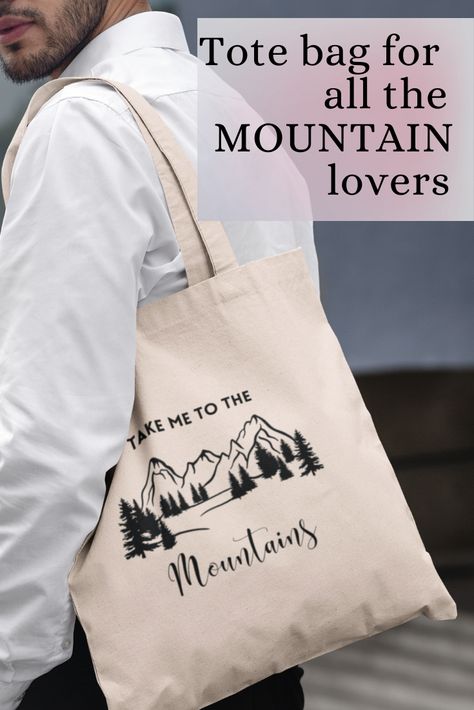 Shopping Bags Diy, Projet Cricut, Take Me To The Mountains, Tools Theme, Canvas Bag Design, Handmade Tote Bag, Tote Bag Aesthetic, Projets Cricut, Aesthetic Gift