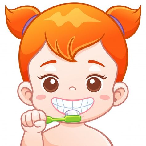 Cartoon cute girl brushing his teeth Pre... | Premium Vector #Freepik #vector #people #girl #cartoon #brush Toddler Cleaning, Teeth Illustration, Baby Cartoon Characters, Tooth Cartoon, Kids Teeth, Cute Tooth, Loose Tooth, Baby Banners, Baby Cartoon