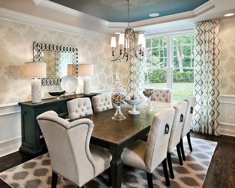 Transitional Dining Room Decor, Transitional Style Dining Room, Trendy Dining Room, Dining Furniture Makeover, Transitional Dining Room, Transitional Dining, Transitional Furniture, Dining Room Remodel, Dining Room Buffet