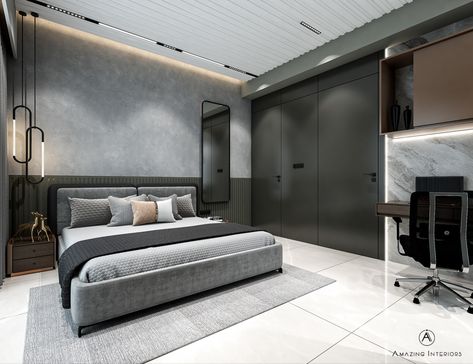 Modern Bedroom Grey, Laminate Colors, Ceilings Design, Amazing Interiors, Grey Wardrobe, Jaali Design, New Ceiling Design, Concrete Interiors, Minimal Interior