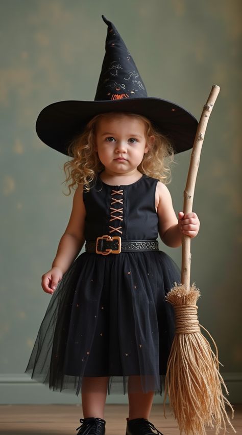 Photo of a child on Halloween Witch Costume Diy, Witch Diy, Halloween Magic, Witch Costume, Halloween Stuff, To Cast, Kids Costumes, Spreads, The Cutest