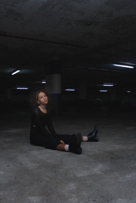 Parking Lot Photoshoot, Underground Parking Lot, Grunge Photoshoot, Urban Photography Portrait, Rooftop Photoshoot, Night Pics, Underground Parking, City Shoot, Summer Picture Poses