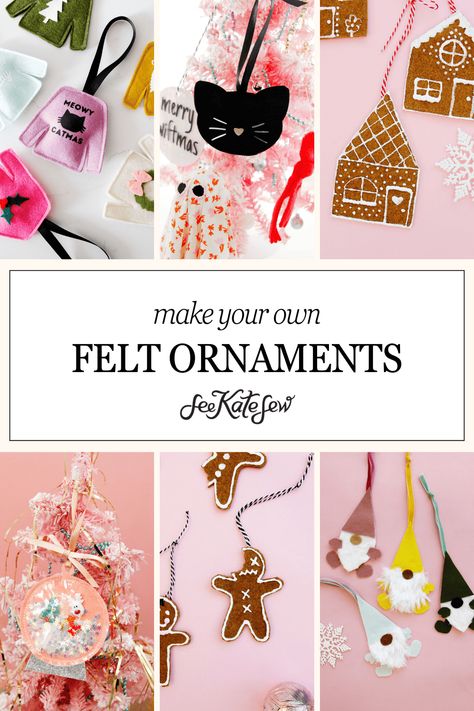 DIY Christmas Ornaments to Make - see kate sew Diy Felt Ornaments, Sew Ornaments, Christmas Ornament Ideas, Felt Ornaments Diy, Cute Ornaments, Ornaments To Make, Ornament Ideas, Diy Felt, Handmade Christmas Decorations