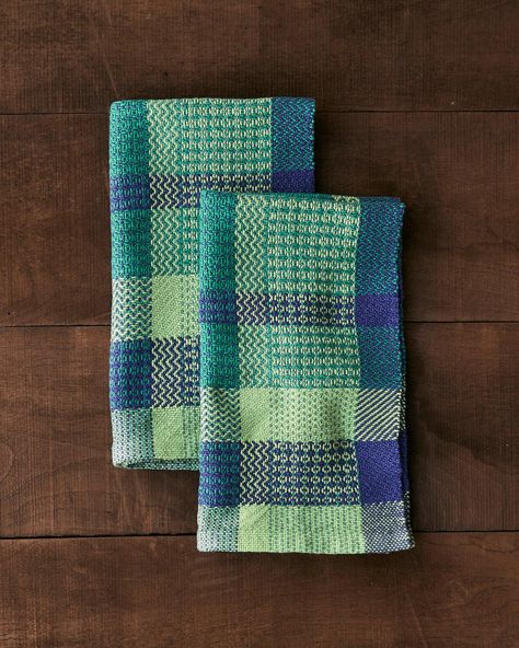 Weaving Patterns and Kits - Gist Yarn Weave Structures, Teal Towels, Weaving Patterns Design, Anne Sullivan, Fun Towels, Floor Loom, Weaving Loom Projects, Towel Weaving, Rigid Heddle Weaving