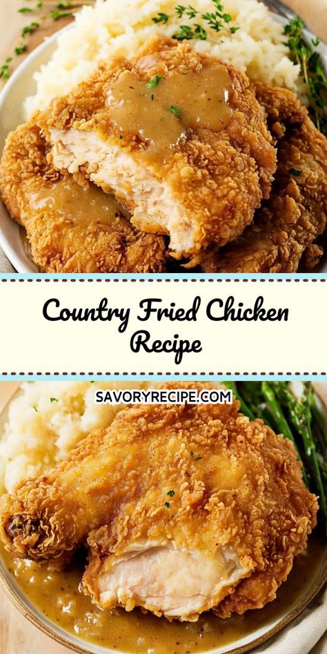 Looking for the ultimate fried chicken experience? Our Country Fried Chicken Recipe brings a delicious twist to chicken breast recipes with its crunchy exterior and tender meat. You’ll love how easy it is to make! Pin this recipe now for a tasty meal everyone will enjoy! Country Fried Chicken Recipe, Baked Fried Chicken Breast, Buttermilk Fried Chicken Breast, Crispy Fried Chicken Breast, Oven Fried Chicken Thighs, Best Fried Chicken Recipe, Fried Chicken Breast Recipe, Country Fried Chicken, Healthy Fried Chicken