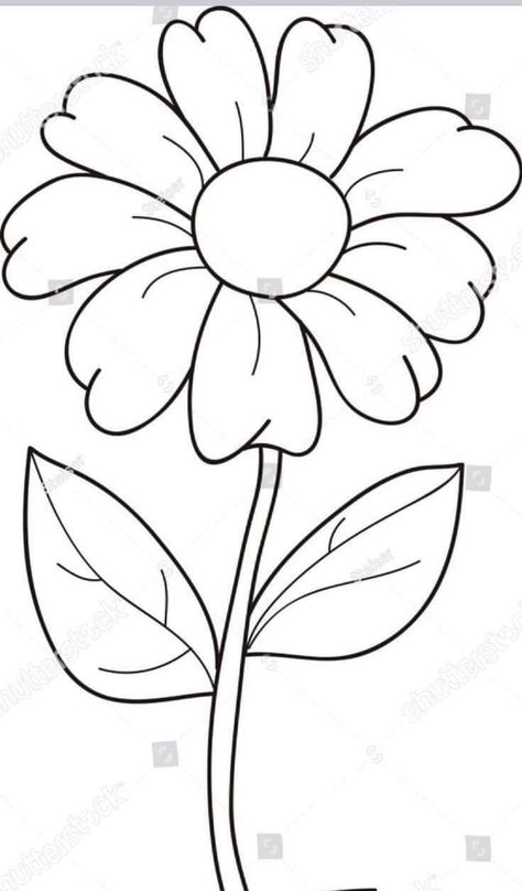 Patchwork Drawing, Cute Flower Drawing, Printable Flower Coloring Pages, Free Kids Coloring Pages, Illustration Flower, Flower Outline, Cardboard Playhouse, Cartoon Flowers, Flower Stencil