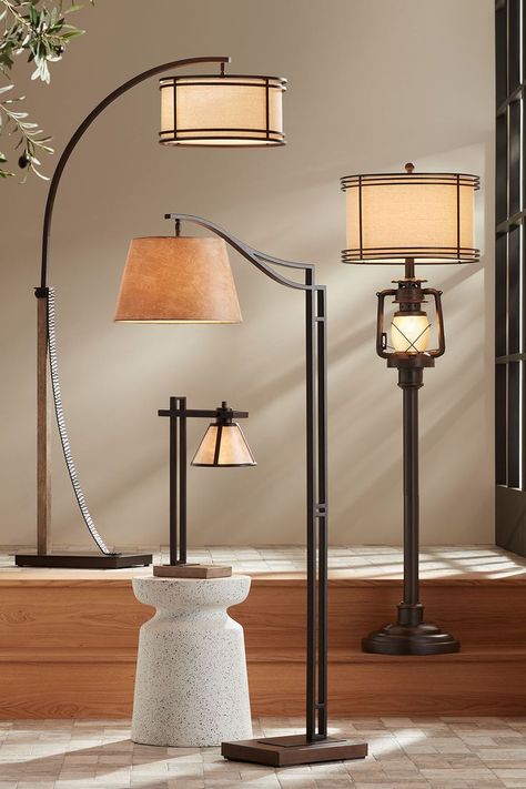 Bronze beauties 🌟 Shop floor lamps and desk lamps in a variety of styles from industrial to mid-century modern, contemporary to traditional, farmhouse to rustic, and more for living room, bedroom, dining room, and home office. Gentry Oil-Rubbed Bronze 2-Light Downbridge Arc Floor Lamp- Style 78Y02 Tahoe Bronze Downbridge Arc Floor Lamp- Style 79Y13 Maricopa Bronze Column Desk Lamp with USB Port and Outlet- Style 74V11 Henson Bronze Finish Rustic Lantern Floor Lamp with Night Light- Style 64M56 Lamp With Usb Port, Industrial Style Lamps, Floor Lamp Styles, Rustic Lanterns, Lantern Floor Lamp, Flooring Trends, Traditional Rustic, Traditional Farmhouse, Vintage Room