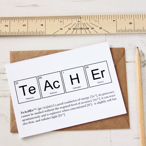 Are you interested in our Teacher Periodic Table Humourous Card? With our Thank You Teacher Card you need look no further. Chemical Symbols, Birthday Elements, Brother Humor, Teachers Day Card, Anniversaire Diy, Father's Day Cards, Fathers Day Card, Science Chemistry, Teacher Cards