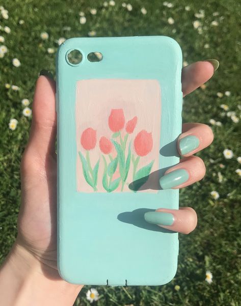 Acrylic Paint Phone Case Ideas, 50days Challenge, Acrylic Painting On Phone Case, Drawing On Phone Case Art, Phone Case Acrylic Paint, Painted Phone Case Diy Acrylic, Phone Case Painting Ideas Aesthetic, Phone Cover Painting Acrylic, Phone Cases Drawing