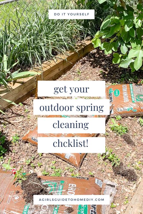 Yard Maintenance For Beginners, Spring Yard Clean Up, Yard Clean Up Tips, Outdoor Spring Cleaning Checklist, Planting Outdoor, Vegetable Garden Fence, Spring Cleaning Yard, Fence Outdoor, Spring Clean Up