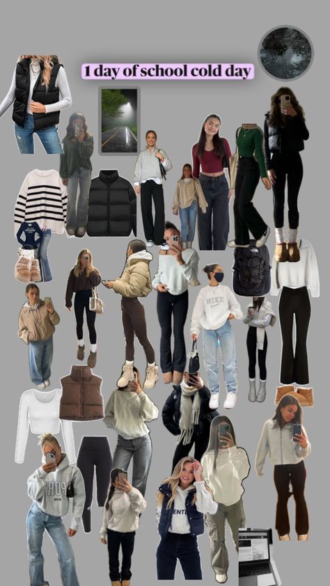 some outfits for a cold day x Outfits For A Cold Day, Cold Day Outfit For School, Cold Day Outfits, First Day Of School Outfit, Day Outfits, Cute Everyday Outfits, School Outfit, First Day Of School, Cold Day