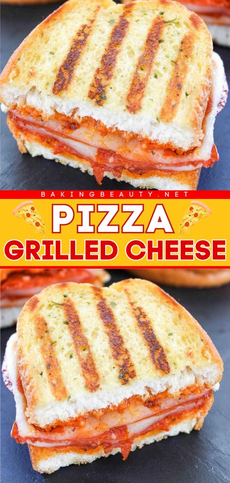 You'll love this easy meal for lunch! Made with tons of pepperoni, this Pizza Grilled Cheese is irresistible. Ready in 20 minutes, it's also the perfect busy weeknight dinner! Variations on this sandwich recipe included! Grilled Cheese Pepperoni Pizza, Grilled Cheese Pizza Recipes, Grilled Pepperoni And Cheese Sandwich, Grilled Pizza Sandwich, Pepperoni Grilled Cheese Sandwiches, Grilled Cheese Pizza Sandwich, Pepperoni Pizza Grilled Cheese, Unique Sandwich Ideas, Easy Stovetop Meals