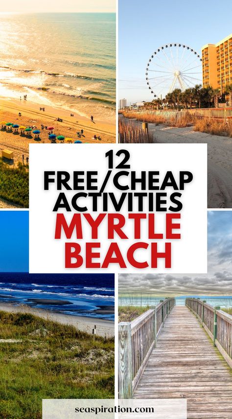 Discover affordable adventures at Myrtle Beach South Carolina with our guide to free and budget-friendly activities. Enjoy the best of the area without spending a fortune, from scenic strolls to hidden gems! Myrtle Beach Things To Do, Beach Vacation Tips, South Carolina Beach, South Carolina Coast, South Carolina Beaches, Cheap Things To Do, Beach South Carolina, Myrtle Beach South Carolina, Carolina Beach