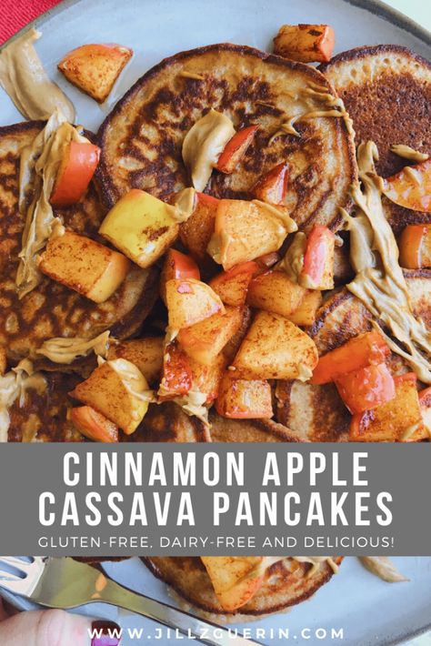 Cinnamon Apple Cassava Pancakes: A delicious weekend pancake recipe so perfect for a cozy, Fall morning. #healthypancakes #glutenfreepancakes | www.jillzguerin.com Low Histamine Pancakes, Cassava Pancakes, Cinnamon Apple Pancakes, Cozy Fall Morning, Histamine Diet, Apple Cinnamon Pancakes, Making Ghee, No Flour Pancakes, Low Histamine Diet