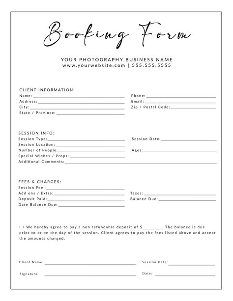 Photographer client booking form instantly download. Customizable, professional, and.#FreeFonts #FontLove #Typography #DesignInspiration #CreativeFonts Photographer Contract Templates Free, Photoshoot Price List, Photography Paperwork, Photography Booking Form, Photography Business Names, Photographer Price List, Starting Photography Business, Photography Business Forms, Starting A Photography Business