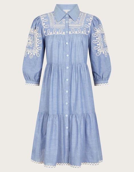 Dresses | Women's Dresses | Monsoon UK Roll Neck Dress, Embroidery Blue, Holiday Outfits Women, Blue Day, Prom Dress Shoes, Girls Summer Tops, Occasion Wear Dresses, Chambray Fabric, Contemporary Dresses