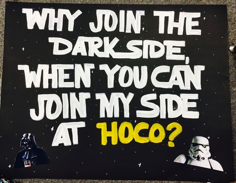 Star Wars Homecoming Proposal                                                                                                                                                                                 More Sadies Proposal, Cute Hoco Proposals, Homecoming Poster Ideas, Formal Proposals, Country Prom, School Dance Ideas, Funny Prom, Prom Posters, Homecoming Signs