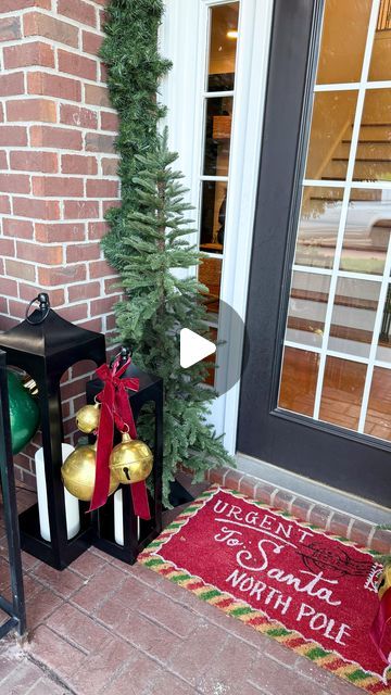 Samantha Bauchmann on Instagram: "Christmas front porch 🎄🎅🏻 all I have left to do is put batteries in the candles 😅 #christmasdecor #frontporch #decoratewithme #christmasdecorations" Samantha Bauchmann, Santa North Pole, Christmas Front Porch, Instagram Christmas, Christmas 2024, North Pole, Front Porch, Batteries, Porch