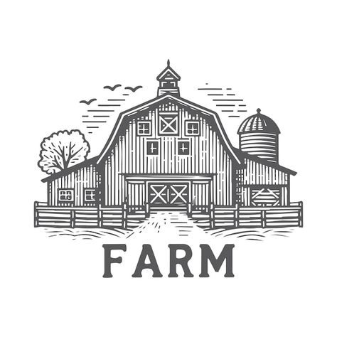 Farm Sketch, Farm Illustration, Sketch Logo, Farm Svg, Logo Sketches, Design Apps, Farm Logo, Procreate Art, Farm Barn