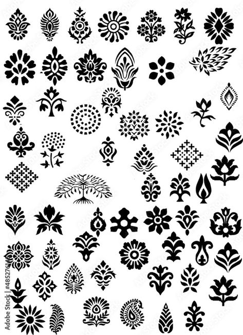 Textile Motifs, Flower Stencil Patterns, Beautiful Flower Drawings, Rhinestone Projects, Floral Cards Design, Geometric Shapes Art, Mandala Art Therapy, Stencil Printing, Flower Drawing Design