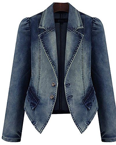 Denim Blazer Women, Long Winter Coats Women, Blazer Plus Size, Jeans Blazer, Vintage Jean Jacket, Long Sleeve Denim Jacket, Jean Vintage, Blazer Jeans, Denim Blazer