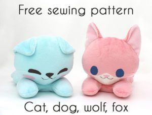 Free Sewing Pattern: Plushie Cat, Dog, Wolf, & Fox | I Sew Free Sewing Animals, Wolf Stuffed Animal, Dog Wolf, Monster Anime, Monkey Stuffed Animal, Dog Stuffed Animal, Plushie Patterns, Sewing Stuffed Animals, Free Sewing Pattern