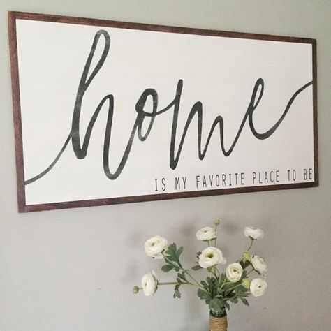 One Word Signs For The Home, Large Farmhouse Signs, Large Mantle, Living Room Signs, Farmhouse Wood Signs, Home Wood Sign, Mantle Ideas, Home Wooden Signs, Distressed Wood Signs