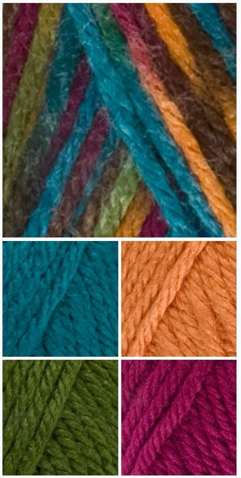 Red Heart Soft – 9939 Jeweltone coordinates with 9518 Teal, 4422 Tangerine, 9523 Dark Leaf, and 9779 Berry Red Heart Yarn Colors Combinations, Earthtone Color, Red Heart Yarn Colors, Crochet Color Schemes, Yarn Combinations, Yarn Color Combinations, Colours That Go Together, Color Boards, Yarn Inspiration