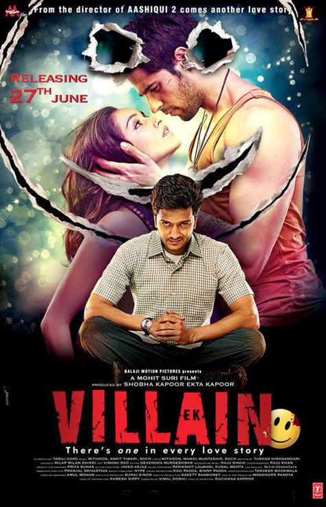 Ek Villain is a romantic-thriller film directed by Mohit Suri. Starring Sidharth Malhotra and Shraddha Kapoor in the lead roles, Riteish Deshmukh makes his debut as an antagonist with this film.  #bollywood #ekvillian #film #cinema #movies2014 Hindi Movie Song, Movies 2014, Imdb Movies, Bollywood Posters, Lego Dc, Dolby Digital, Bollywood Movie, Indian Movies, Movie Songs